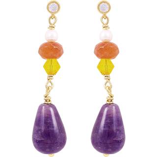 Hultquist Elsie store øreringe i forgyldt med perler, krystaller og farvede sten