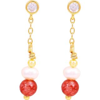 Hultquist Elsie små øreringe i forgyldt med perler, krystaller og røde sten