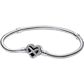 Pandora Moments Sparkling Infinity Heart Clasp Snake Chain Bracelet - 16cm - Silver