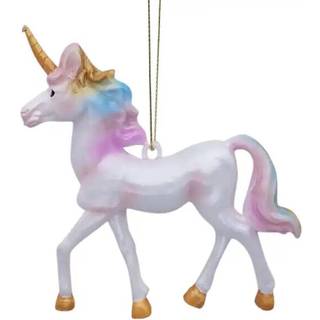 Festlig 12 cm hvid enhjørning julepynt