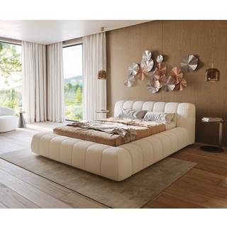 Polsterbettgestell Cutio 140x200 cm Bouclé Creme-Weiß