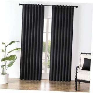 JoyDeco Black Blackout Gardiner 96 tommer lange sorte gardiner 96 tommer længde 2 paneler indstillet til soveværelse mørkere gardiner og gardiner