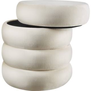 Skammel Altu, polstret, opbevaring - Velour look creme-hvid