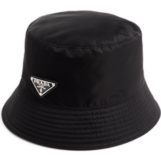 Prada Logo tab bucket hat - black - S