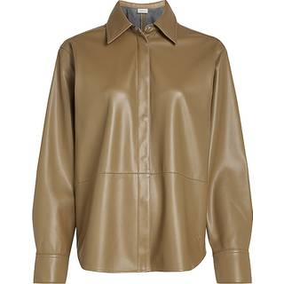 Faux Leather Shirt - Green - XS