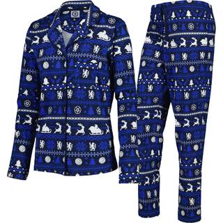 Fanatics Dame Blå Chelsea Jul Knapper Fairisle 100% Bomuld Pyjamas6-8