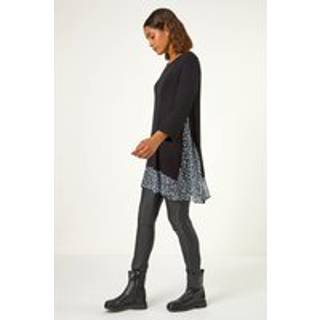 Roman Dyreprint Contrast Mesh Hem Stræk TopEU 46 (UK 18)