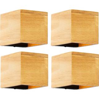 Sæt med 4 Smarte væglamper af egetræ inkl. Wifi G9 - Transfer