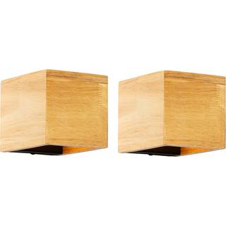 Sæt med 2 smarte væglamper egtræ inkl. Wi-Fi G9 - Transfer