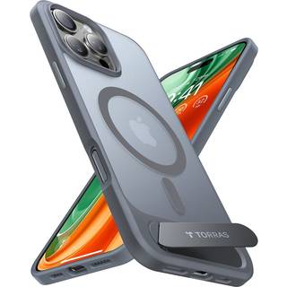 TORRAS iPhone 16 Pro Hybrid Cover m. Ståfunktion - MagSafe Kompatibel - Grå