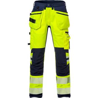 Fristads 127734 Hi Vis håndværker stretch bukser kl.2 2707 / Arbejdsbukser Hi-Vis gul/Marine D88