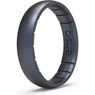 ENSO ringer tynde elementer silikone ring infunderet med dyrebare elementer - Stabelbart bryllupsforlovelsesb?nd - 43 mm bredt 175 mm tyk (Black