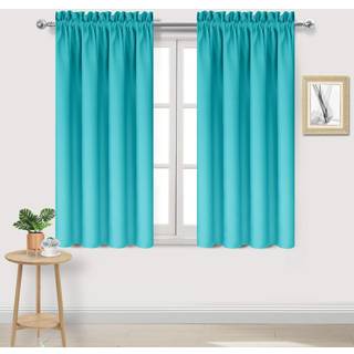 DWCN Turkis Blackout -gardiner til sovev?relse -Rod lomme termisk isoleret v?relse m?rkere gardiner til stue W 42 x l 54 tommer 2 paneler