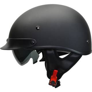 Vega-hjelme 7800-055 Warrior Motorcykel Halvhjelm med Sunshield for m?nd Kvinder Justerbar st?rrelse Dial Dot Half Face Skull Cap til cykelcruise