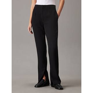 Slim Crepe Split Hem Trousers - Black - 28NI
