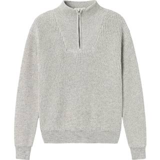 Name It Grey Melange Halv Lynlås Strikbluse
