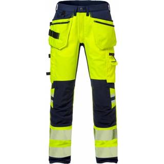 Fristads 127734 Hi Vis håndværker stretch bukser kl.2 2707 / Arbejdsbukser Hi-Vis gul/Marine C156