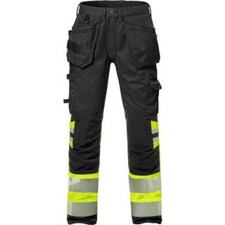 Fristads 127732 Hi Vis håndværker stretch bukser kl.1 2706 / Arbejdsbukser Hi-Vis Gul/Sort C146