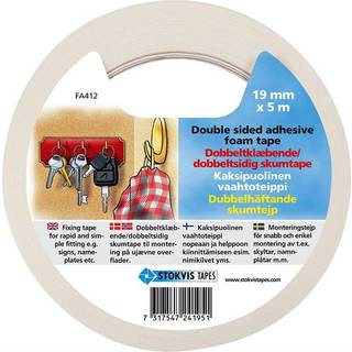 Stokvis Dobbeltklæbende skumtape 1mmx19mmx5m
