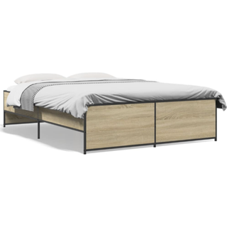 sengestel 120x200 cm konstrueret træ og metal sonoma-eg