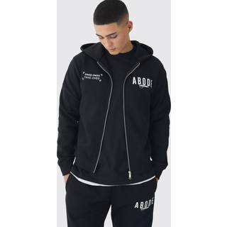 Mens Black Zip Through Abode Hoodie