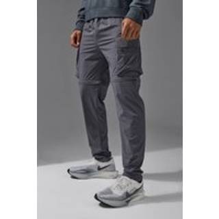 Mens Charcoal Man Active Cargo Zip Off Tapered Jogger