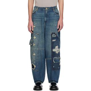 Heavy Washed Denim Jeans J1560 - Mid Blue Vintage - GANNI - Blå 30