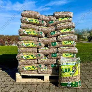 Oak Premium træpiller 8 mm 990 kg. Kun Jylland og Fyn.