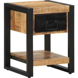 Sengebord 35X34X45 Cm Massivt Ru Mangotræ - 1 / Naturfarvet