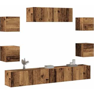 Tv-Skabssæt 7 Dele Konstrueret Træ - 100 cm / Gammelt træ