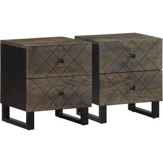 sengeborde 2 stk. 40x33x46 cm massivt mangotræ sort