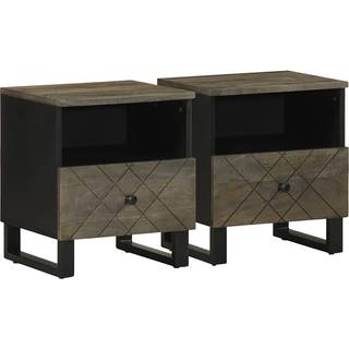 Sengeborde 40X33X46 Cm Massivt Mangotræ Sort - 2