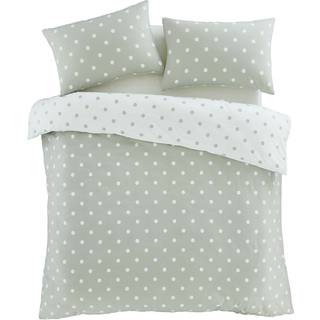 Catherine Lansfield Catherine Lansfield Sage Green Brushed 100% Cotton Polka Dot Duvet Cover Set
