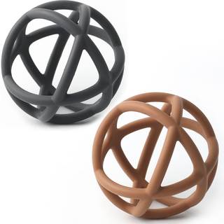 Tandleget?j Topgomes Baby Teether Toys BPA Gratis silikone Soft Ball Let at holde Teether for babyer i alderen 6 m?neder+ (ler+ m?rkegr?)