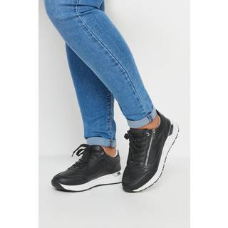 Yours Curve Yours Curve Black Extra Wide Fit Zip Trainers