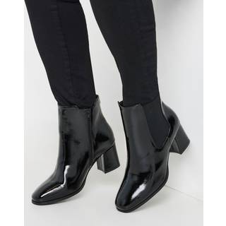 Yours Curve Yours Curve Black Extra-Wide Fit Patent Block Heel Chelsea Boots