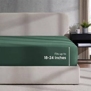 NESTL mørkegrøn Californien King Fitted Sheet Extra Deep Pocket Cal King Fitted Sheet Only 1800 Microfiber Fitted Bed Sheet Ultra Soft Fitted She