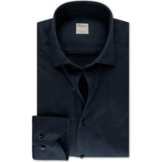 Stenströms Marine blå skjorte i flannel | Herre |Herreskjorter | Fitted Body | Størrelse: XL | Marine blå | Solid | Lange Ærmer