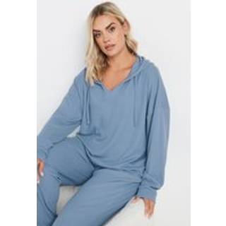 Yours Curve Yours Curve Blue Waffle Cropped Hoodie