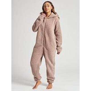 Loungeable Loungeable Brown Black Fleece All-In-One With Ears