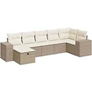 Sofasæt Til Haven 8 Dele Med Hynder Polyrattan Beige - beige og cremefarvet / med opbevaring