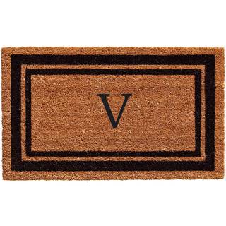 Calloway Mills 152961830V Black Border 18 """" X 30 """" Monogram Doormat (Letter V)
