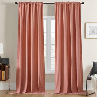 Joydeco Pink Velvet Gardiner 96 tommer længde 2 Paneler Luksus Blackout Rod Pocket Termisk isoleret vinduesgardiner Superblødt værelse mørkere ga
