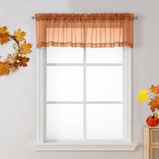 Ovzme 2 paneler Orange Sheer Valance - Kort friske rene gardinvalancer til Windows k?lder semi -rene valancer til k?kkenvinduesdressing med dobbe