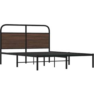 Sengeramme Uden Madras Metal Etræsfarve Brun Eg - med hovedgærde / 160 x 200 cm