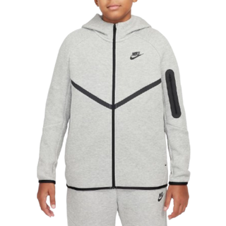 Nike Sportswear Tech Fleece-hættetrøje med lynlås i fuld længde til større børn (udvidet størrelse) - grå - L+