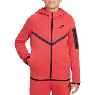 Nike Sportswear Tech Fleece-hættetrøje med lynlås til større børn - rød - XL