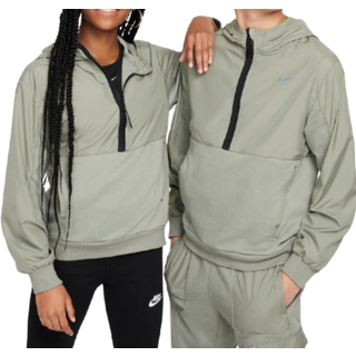 Nike Sportswear City Utility EasyOn-fleecehættetrøje med 1/2 lynlås til større børn - grå - XS