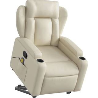 løftestol med massagefunktion kunstlæder cremefarvet