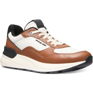 MK Trevor Leather and Stretch Knit Trainer - Brown - Michael Kors - EU 45.5